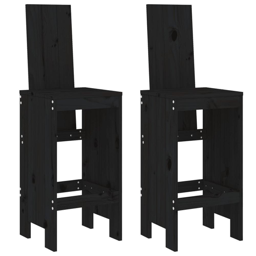Vidaxl Barové stoličky 2 ks čierne 40x42x120 cm borovicový masív